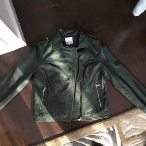 Women's Dark Green Authentic Leather Jacket Size L